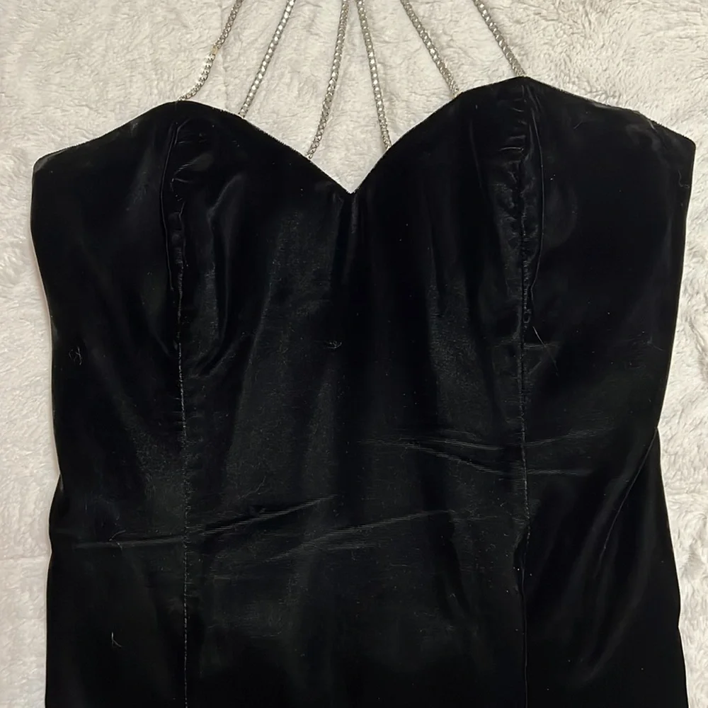 Vintage black velvet gown from 90s, size 11/12 - Picture 6 of 12